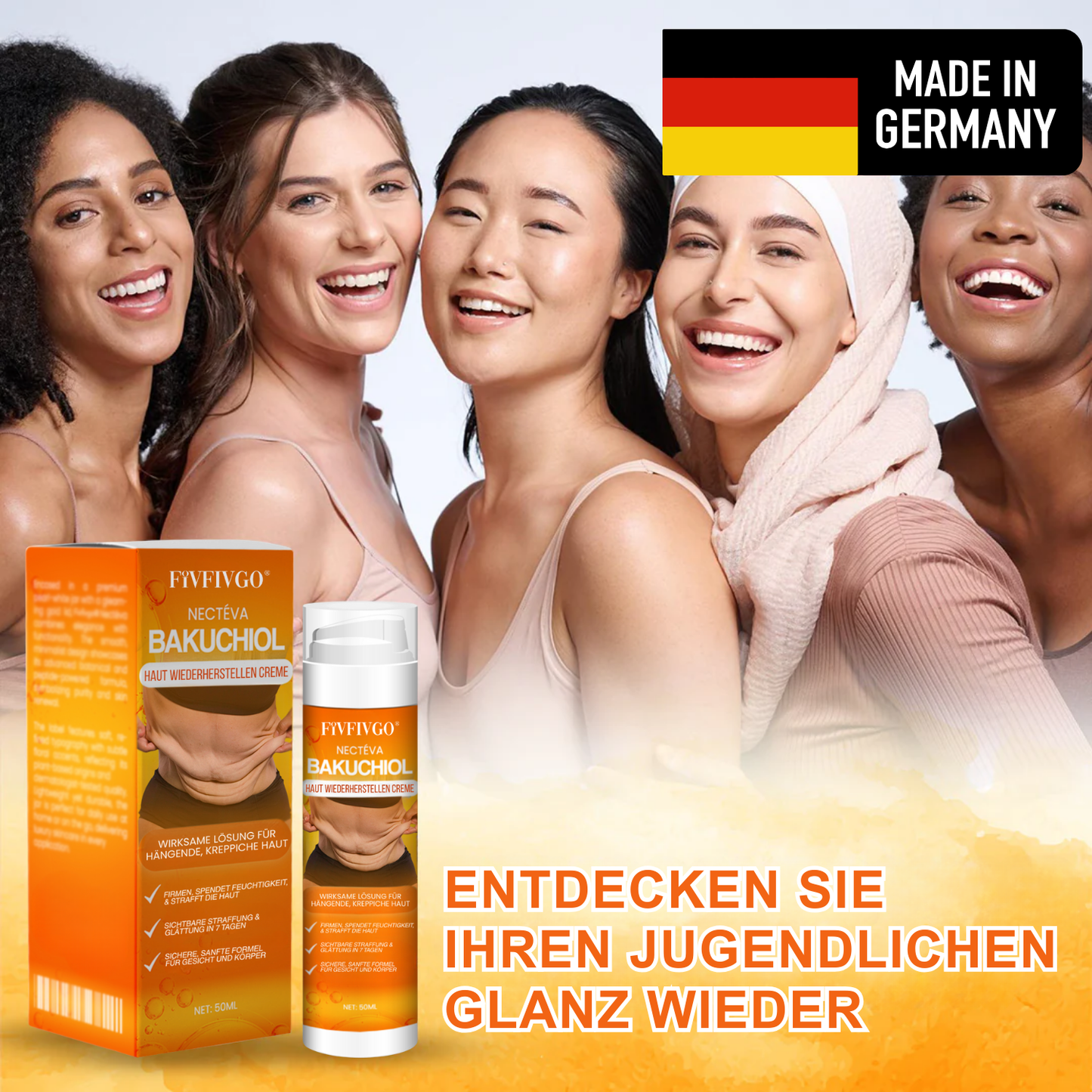 Fivfivgo® Nectéva Bakuchiol Haut Wiederherstellen Creme (Anti-Aging, feuchtigkeitsspendend, hautstraffend & liftend)