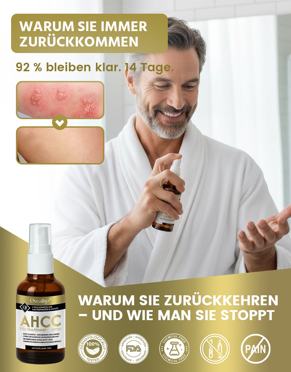 Oveallgo® AHCC Pilz-HPV-Genitalwarzen-Entfernungsspray