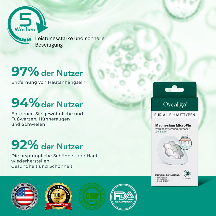 Oveallgo® Magnesium MicroPin Ziel & Klar Warzenentfernung Aufnäher