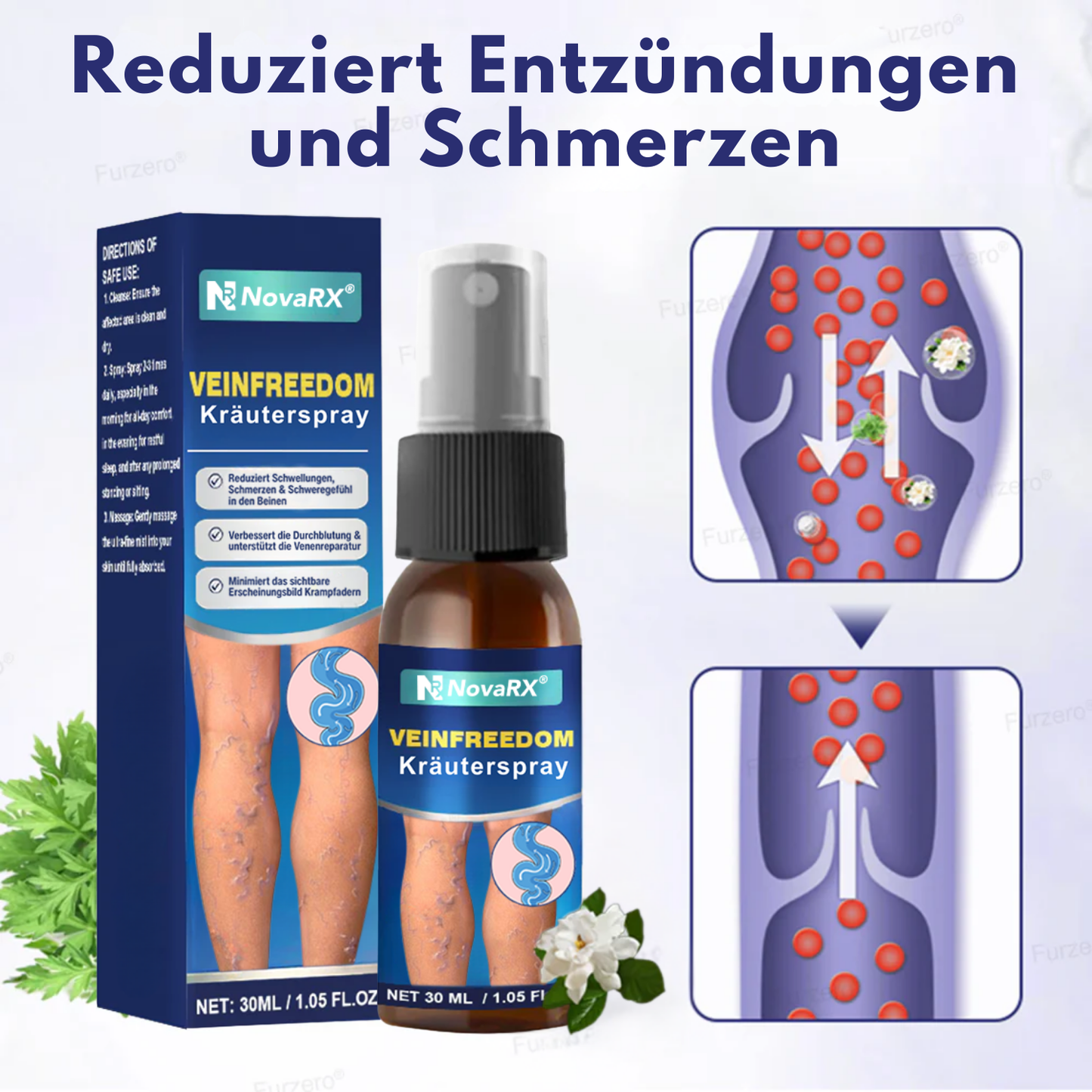 NovaRX® VeinFreedom Kräuterspray - Mikronebeltherapie