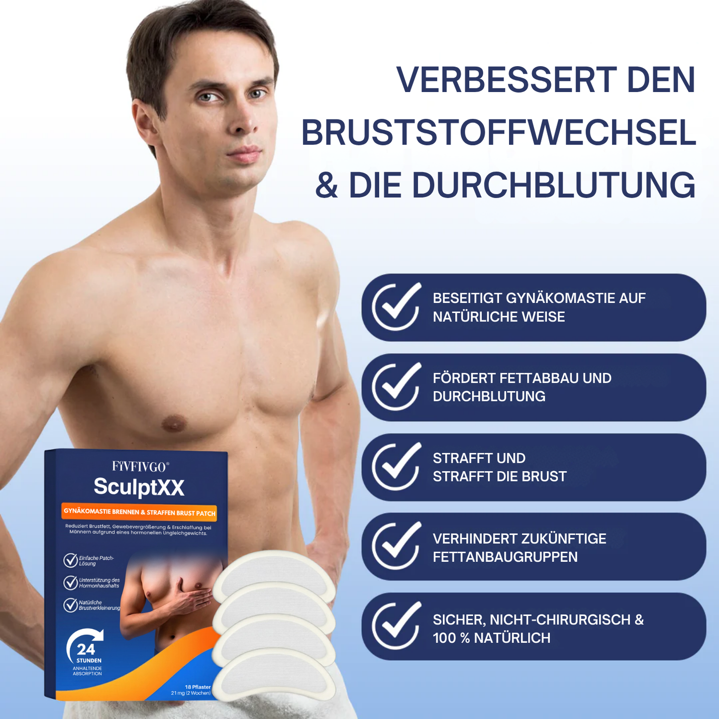 Fivfivgo® SculptXX Gynäkomastie Brennen & Straffen Brust Patch