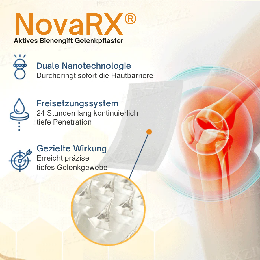 NovaRX® NanoDiffusion Aktives Bienengift Gelenkpflaster 🐝🦵Linderung von Schulter-, Nacken-, Rücken- und Knieschmerzen in 10 Minuten!