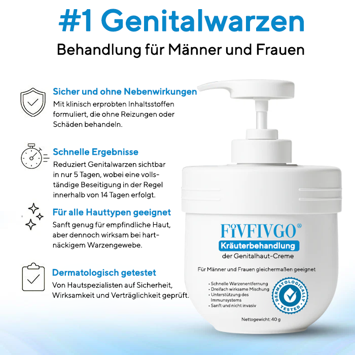 Fivfivgo® Kräuterbehandlung der Genitalhaut-Creme ✅ Revolutionäre natürliche Lösung zur Behandlung von Genitalwarzen!