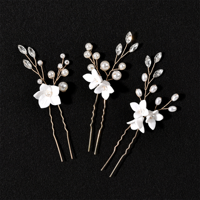Schlichter und eleganter Braut-Haarkamm mit Blumenmuster 