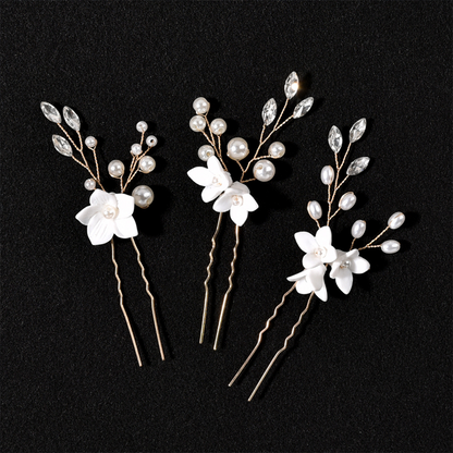 Schlichter und eleganter Braut-Haarkamm mit Blumenmuster 
