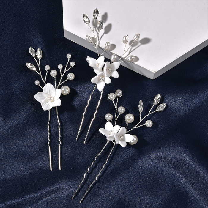 Schlichter und eleganter Braut-Haarkamm mit Blumenmuster 