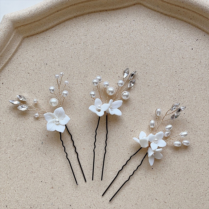 Schlichter und eleganter Braut-Haarkamm mit Blumenmuster 